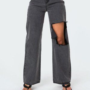 Edikted Wide Leg High waisted Black Jeans